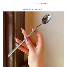 ステンレス鋼素材のハンマー模様コーヒースプーン【長柄・混ぜる・アイス用・蜂蜜対応】