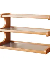 折りたたみ式の木製デスクトップ収納ラック【多段式・水筒用・オフィス用】