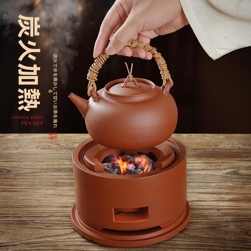 紅泥煮茶炉：炭火使用手作り藤条提梁壶的冬季茶道体验