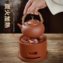 紅泥煮茶炉【炭火使用・手作り藤条提梁付き・冬用】（セットアップ対応）