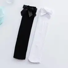 リボンデザインのロリータ風ロングソックス【可愛い・膝上丈】