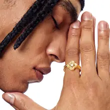 CASHHOOKED S925銀メッキバロックフラワーリング【アメリカンスタイル・彫刻デザイン】