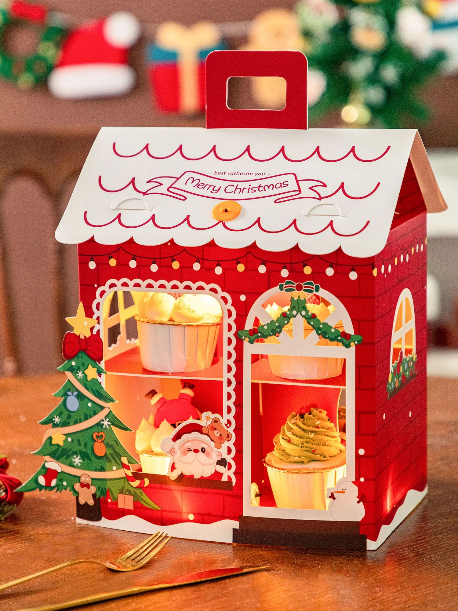 クリスマスデザインのカップケーキ用包装ボックス：妻への贈り物としての実用性と使い勝手