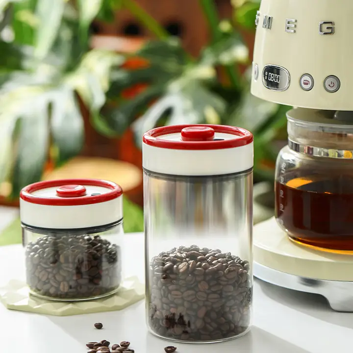コーヒー豆 保存容器 ガラス製 食品グレード 真空 密閉 茶葉 コーヒーパウダー 収納