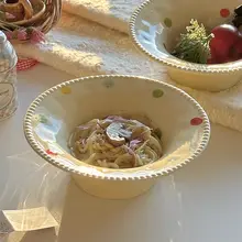 カラフルなドットデザインの深皿【陶器製・フルーツボウル・家庭用】