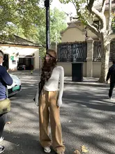 厚手コーデュロイ製 レディースワイドパンツ【冬用・ホワイト・ストレートデザイン】