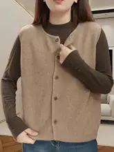 春季おしゃれ！ラウンドネックニットベスト【大きいサイズ・ゆったりシルエット・レイヤードスタイル】