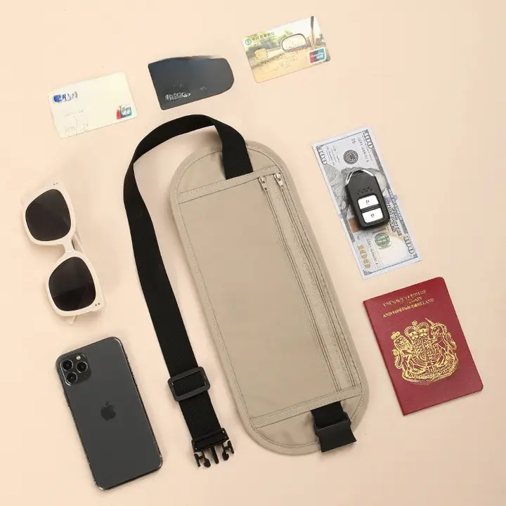 RFID防盗ウエストポーチ【軽量・女性用・隠れ型・旅行用】