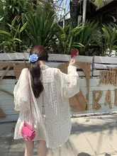 デザイン性に優れた波点柄 長袖シャツとキャミソールの2点コーデ（セットアップ対応）