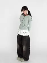 音符プリントの長袖Tシャツ【クルーネック・レイヤードデザイン・秋用】（セットアップ対応）