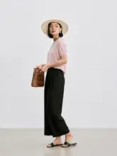 MAS&JM 細身効果のあるサドルショルダーラウンドネックニットシャツ【短袖】