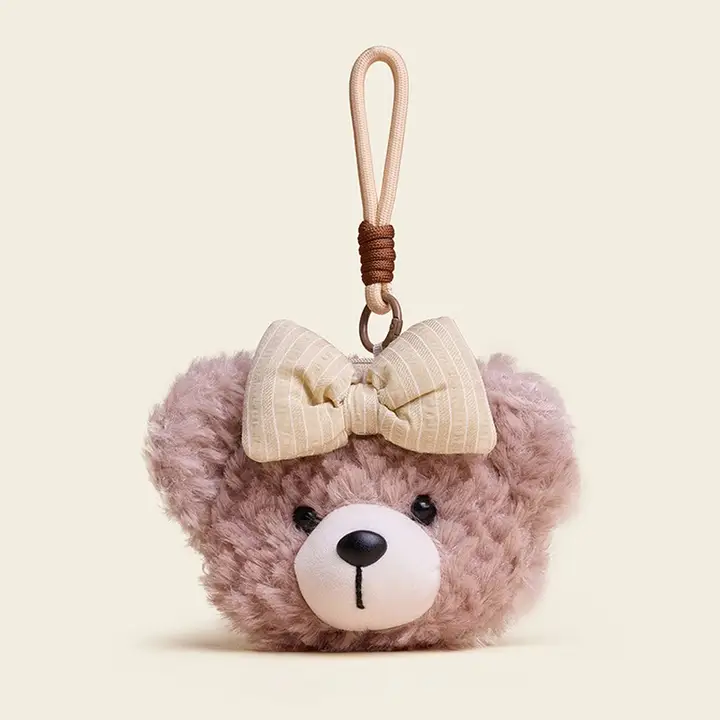 かわいいクマの頭マスコット【毛茸毛・コインケース・イヤフォンポーチ】