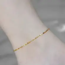 水に強い！輝く18Kゴールド製のシンプルリップチェーンとアンクレット【セクシー・オールマイティデザイン】（セットアップ対応）