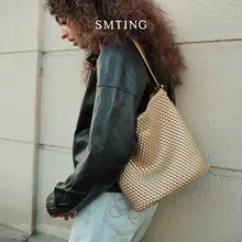大容量のトートバッグ【通勤用・編み込みデザイン・ショルダー・斜め掛け対応】
