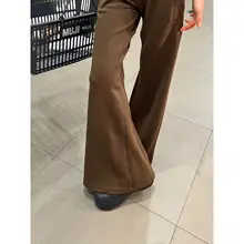 ヴィンテージカフェブラウン 微喇テーパードパンツ【中低腰・極上の柔らかさ・ドレープ感】（セットアップ対応）