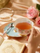陶器製コーヒーカップ＆ソーサー【精緻なデザイン・アフタヌーンティー用・高級  感あるギフト】（セットアップ対応）