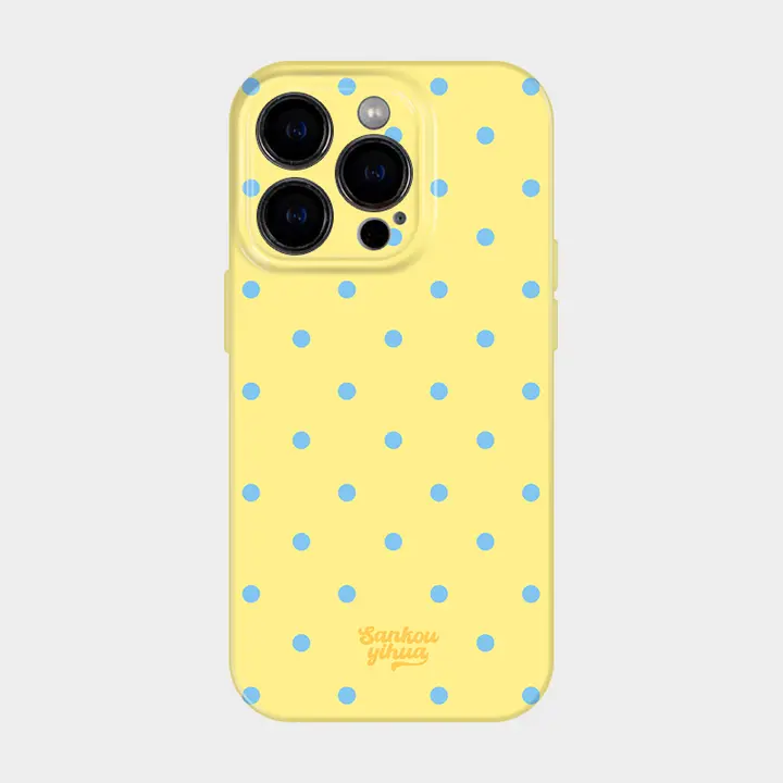 波点デザインの黄携帯電話ケース【iPhone用・シンプルでおしゃれ・個性的】