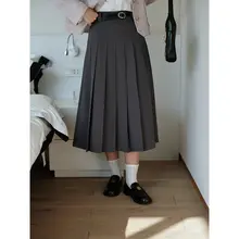プリーツスカート レディース ロング丈 Aライン 着痩せ 着回し グレー オフィスカジュアル 秋 「MIXABO」