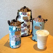 防水保温デザインの水筒ケース【かわいいキャラクター・斜め掛け・厚手・丸型】