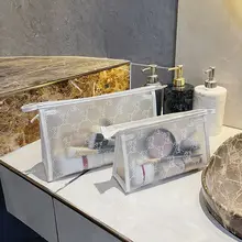 携帯用防水透明化粧ポーチ【シンプルな長方形・くまのキャラクター・大容量】