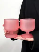 マットピンクのハイボールグラス 高い美的感覚 アートスタイル フランス製 ワイングラス ジュースグラス 飲料グラス コーヒーカップ デザイン感