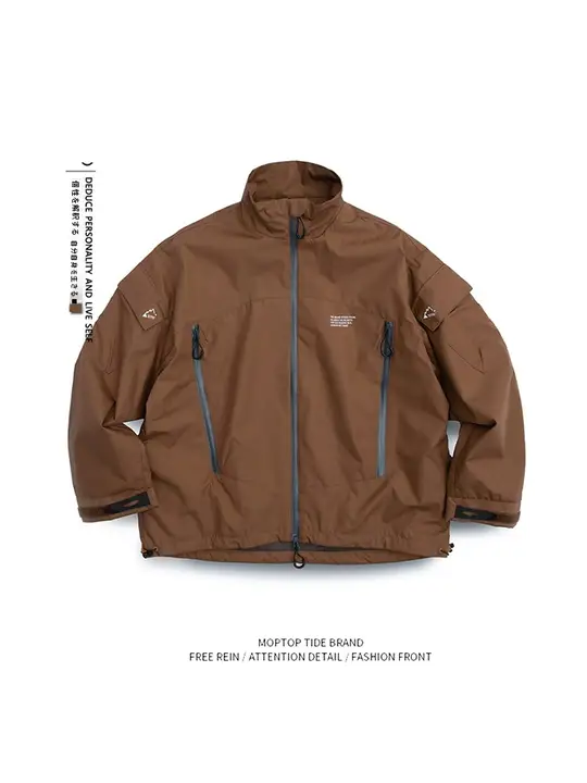 機能性防水ダブルジップ立襟ジャケット【メンズ・カジュアル登山用・ゆったりデザイン】
