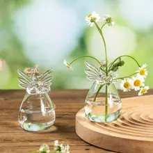 かわいいエンジェルデザインのミニガラス花瓶【水耕植物・グリーン適用】