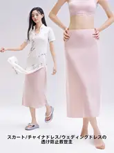 透け防止のインナーキャミソールスカート【夏用・大きいサイズ・肉色・中長丈・安心カバー】