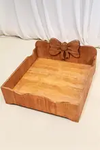 アンティークデザインの木製ペットベッド【リボン付き・猫用・小型犬用】