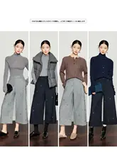 刺繍入りのゆったりとしたクロップドパンツ【ネイビーブルー・女性用・カジュアル】