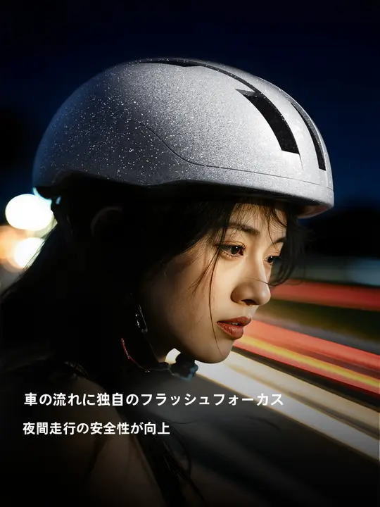 男女兼用 夜間用自転車ヘルメット【通気性・反射材付き・マウンテンバイク・ロードバイク用】