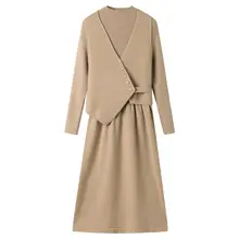 高級短丈ニットベスト【フィット感のあるマキシスカート・ワンピース】（セットアップ対応）