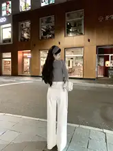 kubilivcasual 裏起毛 ウォッシュドハイウエストストレートレッグパンツ【ヴィンテージデニム・ワイドレッグ】
