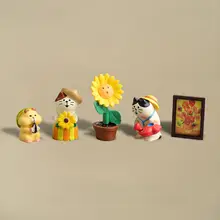 かわいい猫のデスクトップ飾り【花デザイン・クリエイティブ・ソフトタイプ】
