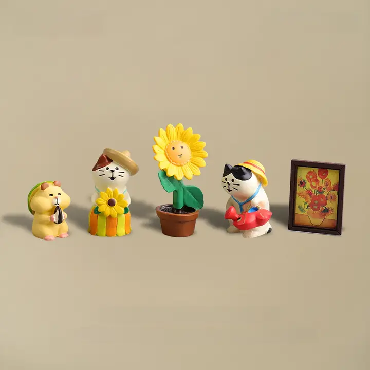 かわいい猫のデスクトップ飾り【花デザイン・クリエイティブ・ソフトタイプ】