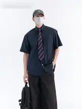 コットン短袖シャツ【ユニセックス・レトロデザイン・夏用・ゆったりフィット】（セットアップ対応）