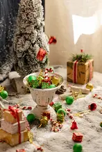 クリスマスツリー飾りセット【豪華装飾・ベル・カラーボール付き・小型ハンギング ornament】