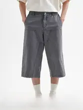 レトロデザインのワークパンツ【ユニセックス・七分丈・通勤用・酵洗加工】（セットアップ対応）