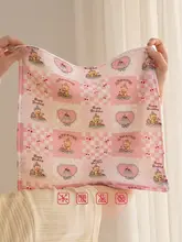 可愛らしいチェック柄の純綿六層ガーゼタオル【掛け式・吸水性・子供用】