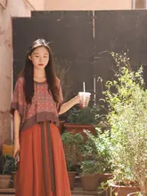 橘色の小馬柄 唐褙子【半袖・春夏用・日常着・レディース】