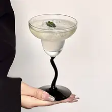カクテルグラス マルガリータグラス シャンパングラス スパークリングワイングラス ステムグラス ブラックステム カーブステム ユニークデザイン おしゃれ