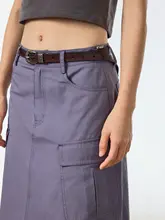 octopusme ホワイトドローストリングロングスカート【スリット入り・アメリカンレトロ・Aライン】