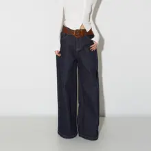April20th ダークデニムパンツ レディース【春秋用・ストレート・ルーズ・ワイドレッグ・ロングパンツ】