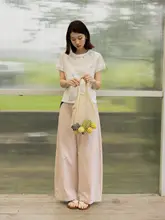 ボタニカルカラーの砂洗いコットンバナナパンツ