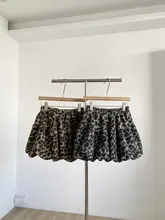 厚手ウエストゴム高腰防透けレオパード柄ミニスカート【韓国風・Aライン】
