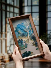 卓上飾り絵 水墨画 山水画 書画 額縁 チャイナテイスト 風景画 茶室 書斎 インテリア ギフト