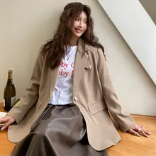 春秋用 グリーンブレザー【フィット・韓国風デザイン・肩がけスタイル】
