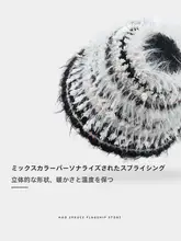 秋冬用 保温カラフルドットラインのマーレウールニットキャップ【女性用・極上の柔らかさ・フロッキーデザイン】