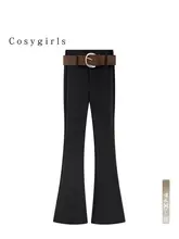 黒のフレアスーツパンツ【レディース・ハイウエスト・カジュアル・シンプルデザイン】