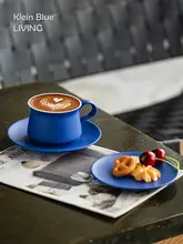 クラインブルー 陶器製コーヒーカップ＆ソーサー【エレガントデザイン・欧風】